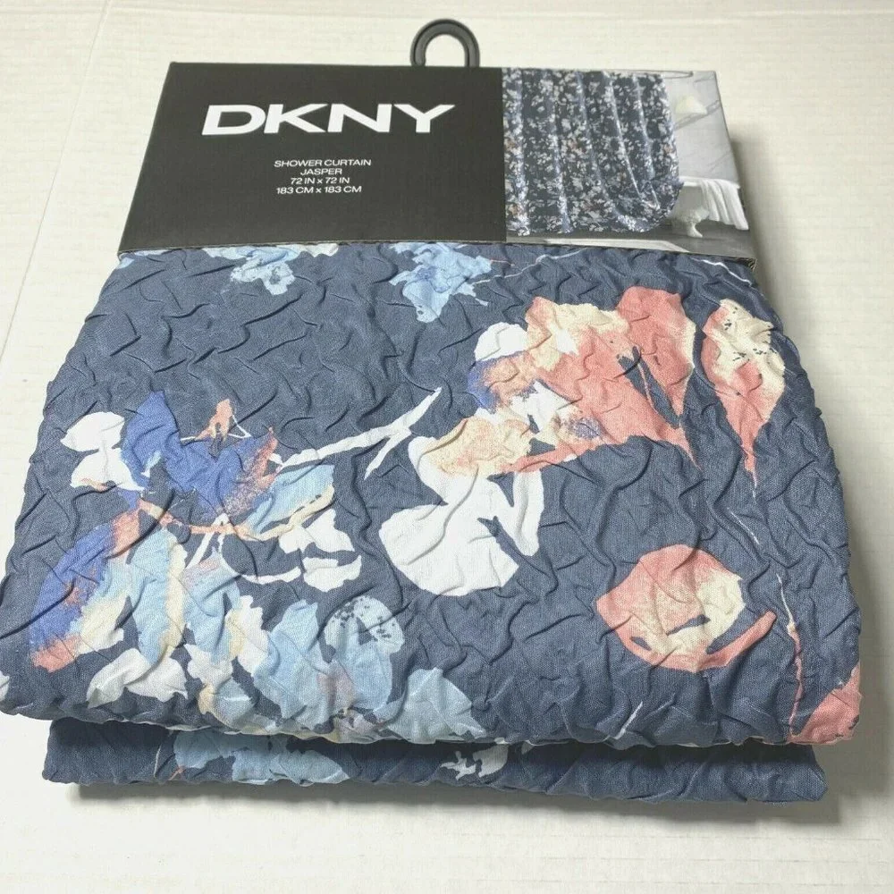 DKNY Jasper Wallflower Microsculpt Gray Floral Fabric Shower Curtain 72